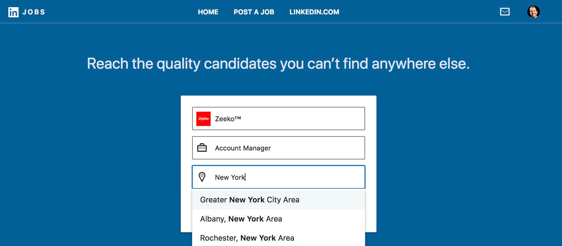 How to post a job on Linkedin - choose your city