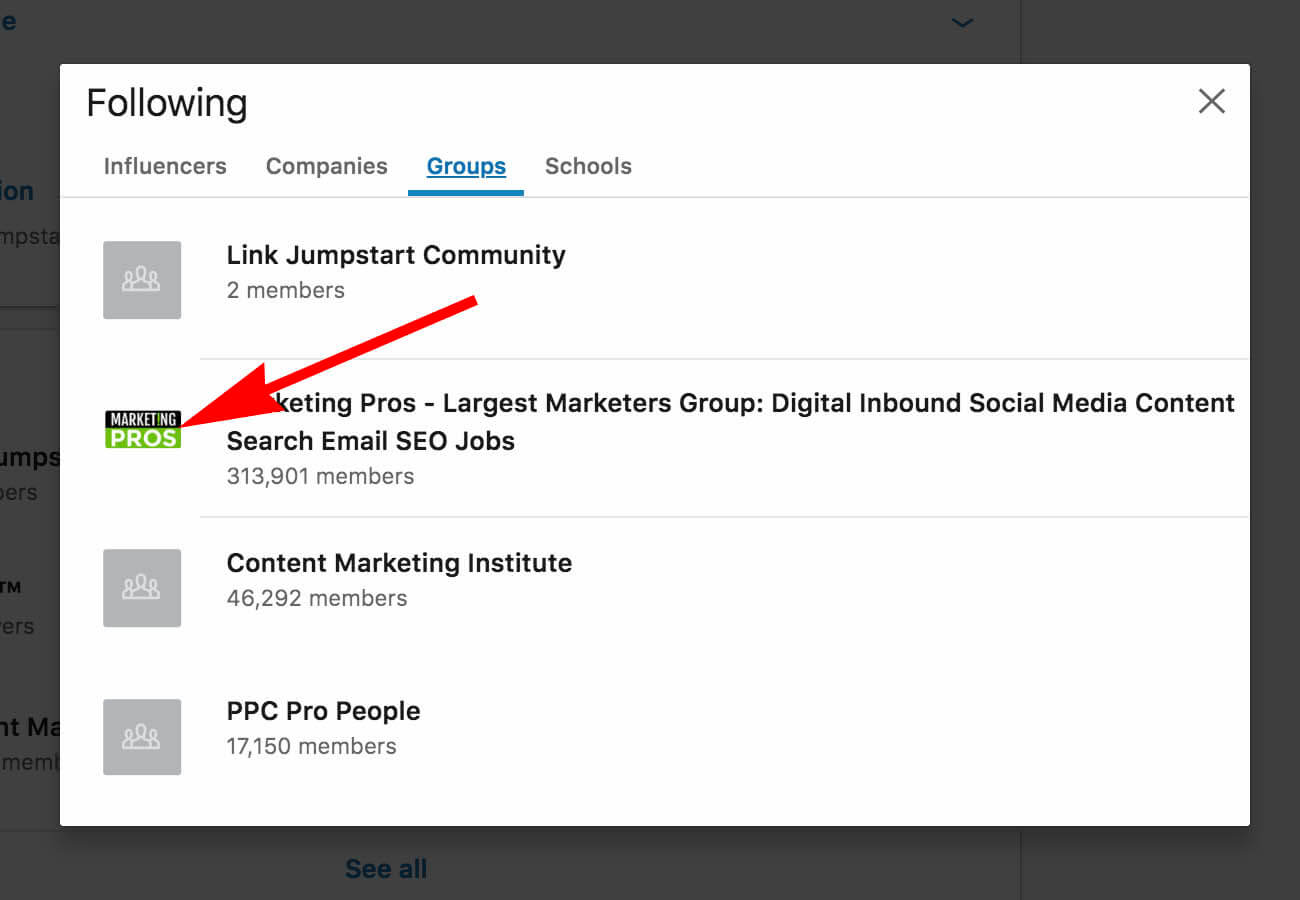 How to update and remove interests on Linkedin - groups