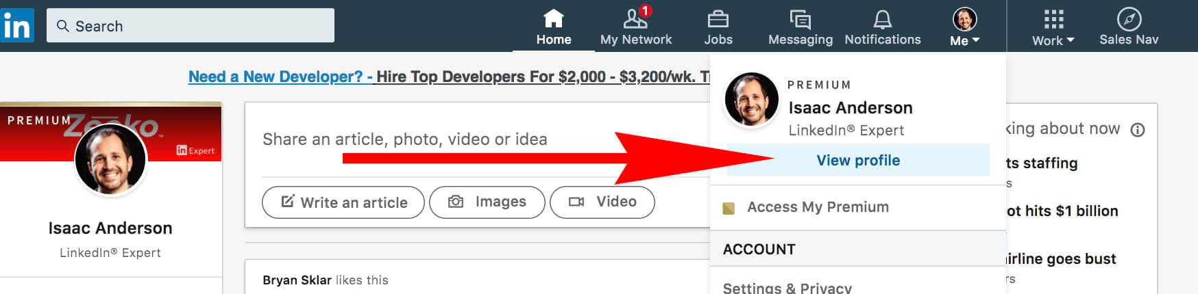 How to update and remove interests on Linkedin - view profile