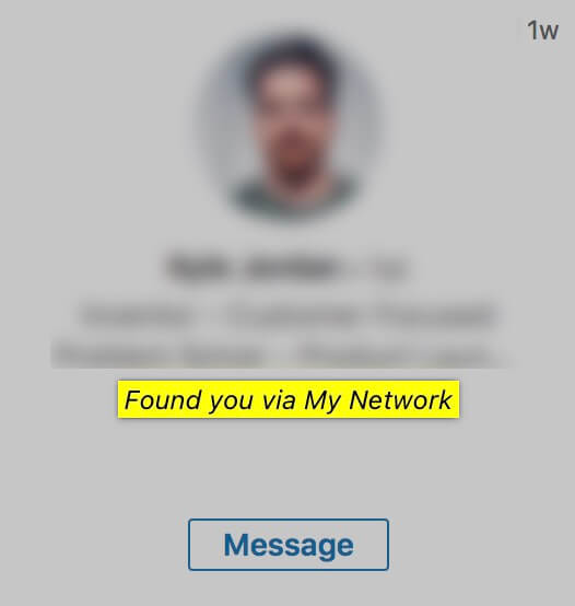 What does found you via My Network on Linkedin mean? person's picture 