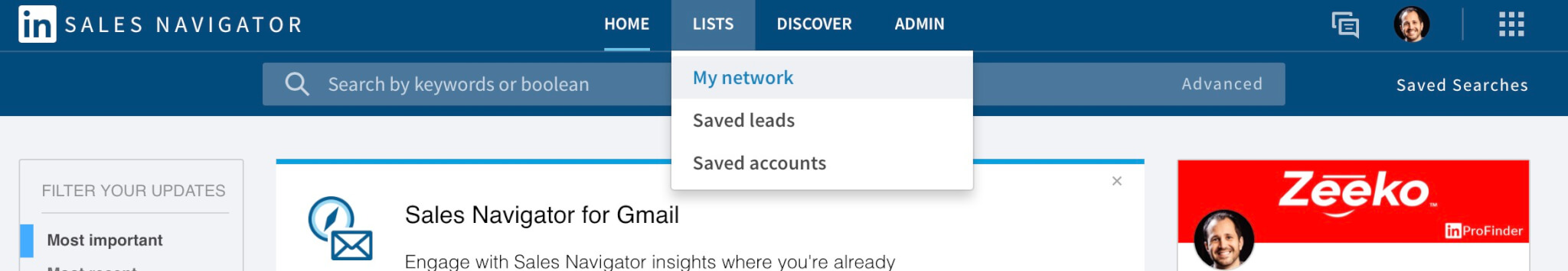 What does found you via My Network on Linkedin mean? Finding my network on sales navigator