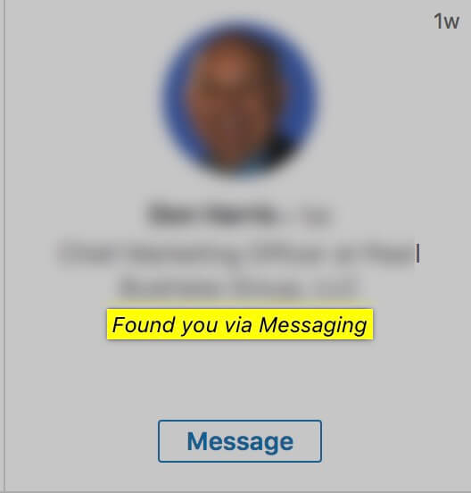found you via messaging on linkedin screenshot