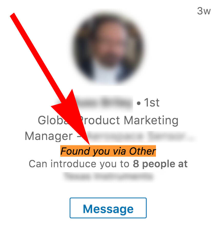Linkedin - what does found you via other mean on Linkedin