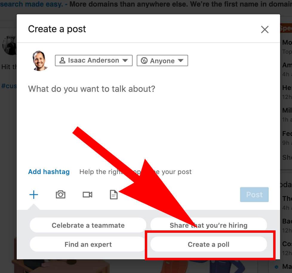 How to create a Linkedin poll and use it for sales - creating a poll
